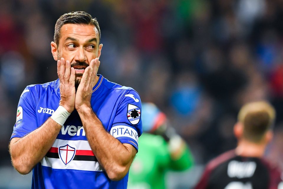 Quagliarella si dispera dopo un'occasione