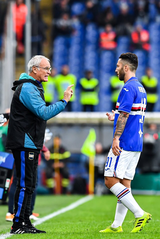 Ranieri dà istruzioni a Bertolacci, all'esordio in blucerchiato