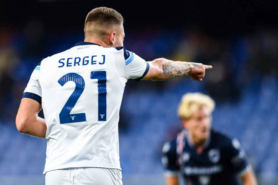 L'esultanza di Sergej Milinković-Savić dopo lo 0-1
